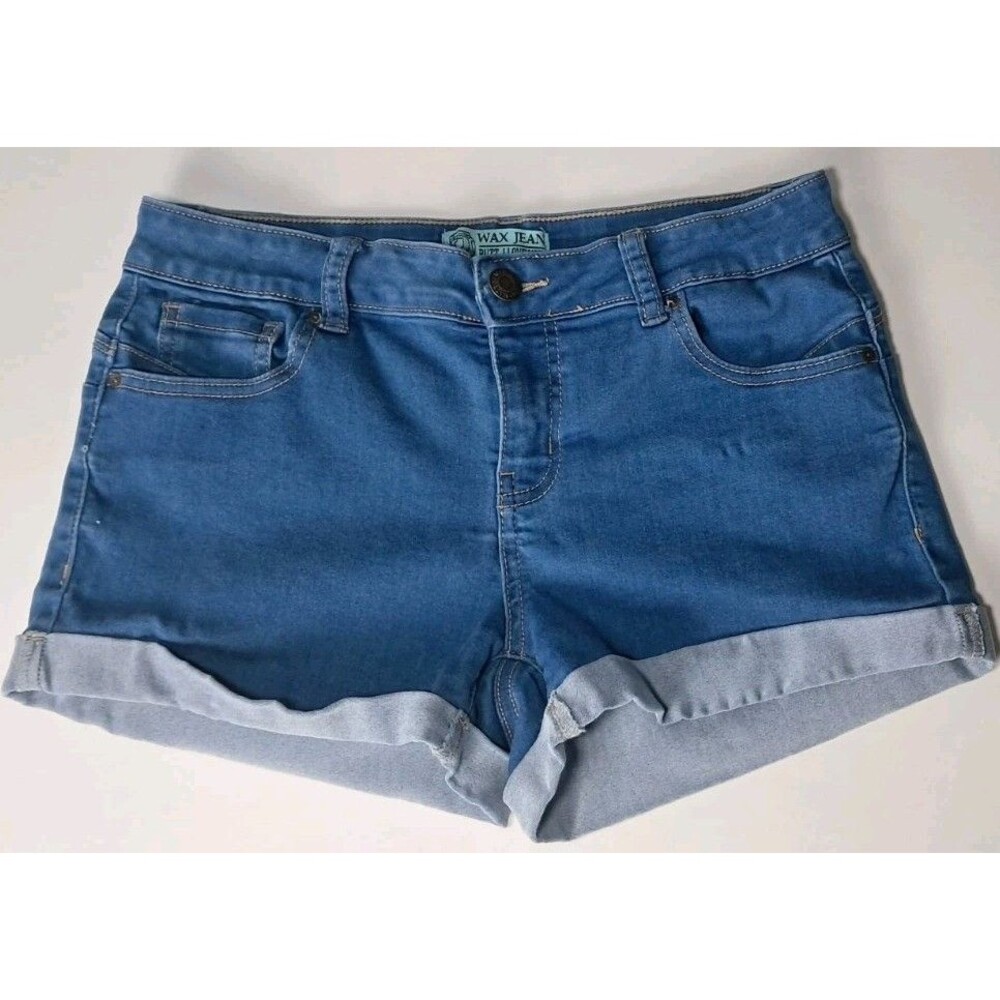 Wax Jean Womens Butt I Love You 29" Waist Blue Jean Shorts 2.5" Inseam Cuffed